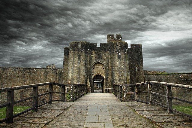 Caerphilly Castle in South Wales