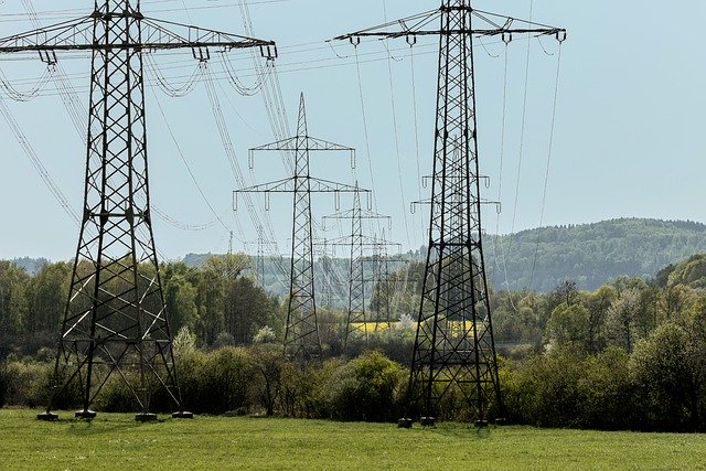 Electricity pylons and power lines